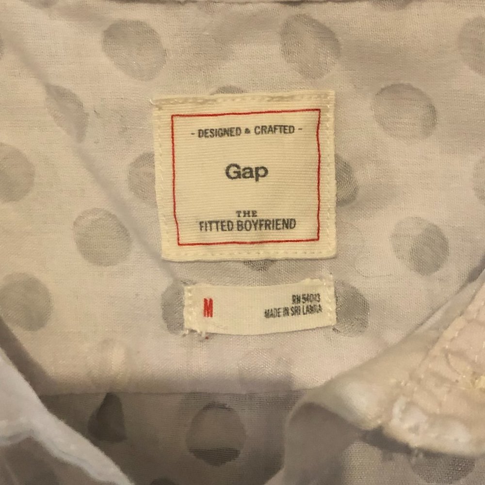 Gap, White Sheer Polka Dot Button Down Top, Women… - image 2